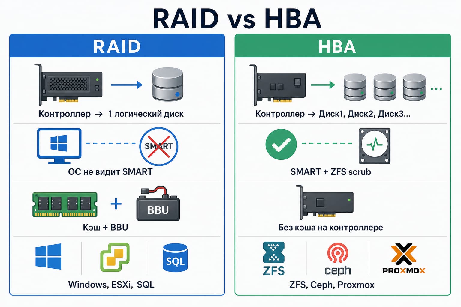 Как выбрать RAID/HBA контроллер для сервера