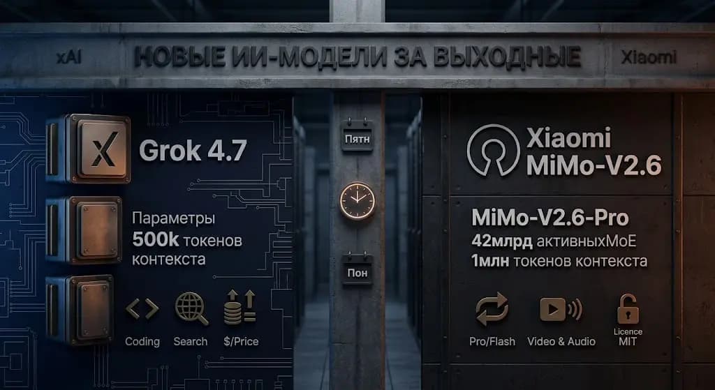 Grok 4.7 и Xiaomi MiMo-V2.6: две новые ИИ-модели за одни выходные